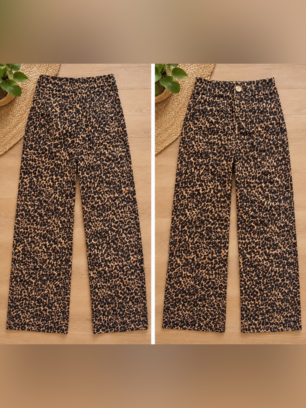 Anthropologie Maeve Colette  Leopard High Waisted Wide-Leg Jeans